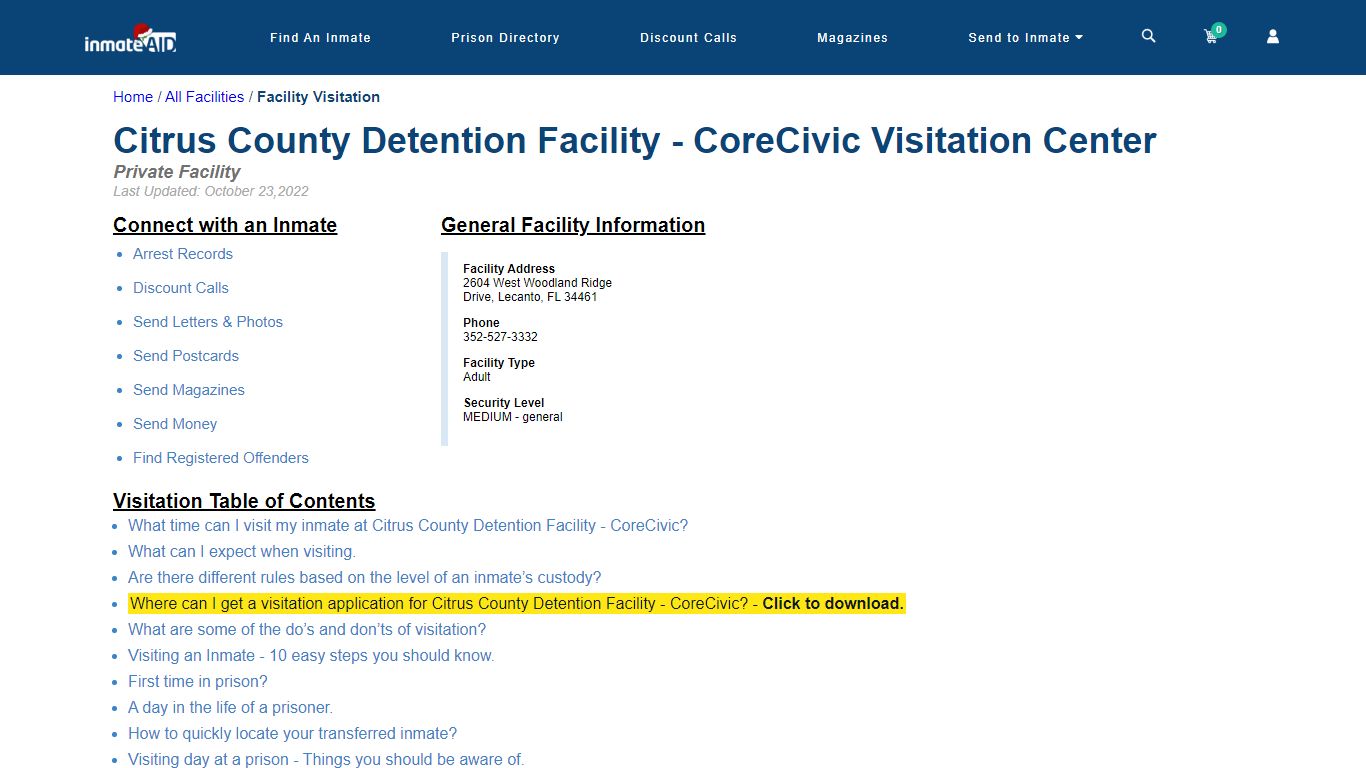 Citrus County Detention Facility - CoreCivic | Visitation, dress code ...